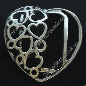 Connectors, Zinc Alloy Jewelry Findings, Lead-free, Heart 33x32mm, Sold by Bag