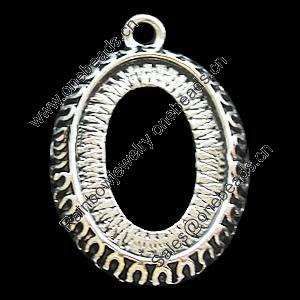 Zinc Alloy Pendant Settings, Lead-free, Outside diameter:20x30mm, Interior diameter:15x21mm, Sold by Bag