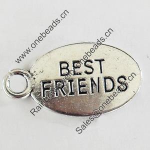 Pendant, Zinc Alloy Jewelry Findings, Lead-free, 10x18mm, Sold by Bag