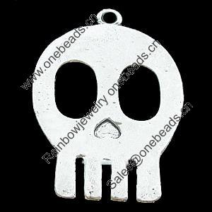 Pendant, Zinc Alloy Jewelry Findings, Lead-free, Skeleton 24x36mm, Sold by Bag