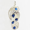 Zinc Alloy Charm/Pendant with Crystal, Lead-free, 12x27mm, Sold by Bag