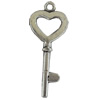 Pendant, Zinc Alloy Jewelry Findings, Lead-free, Key, 13x33mm, Sold by Bag