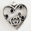 Pendant, Zinc Alloy Jewelry Findings, Lead-free, Heart, 17x18mm, Sold by Bag