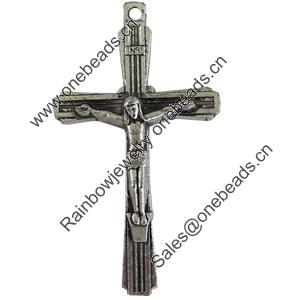 Pendant, Zinc Alloy Jewelry Findings, Lead-free, Cross, 25x43mm, Sold by Bag