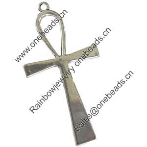 Pendant, Zinc Alloy Jewelry Findings, Lead-free, Cross, 29x56mm, Sold by Bag