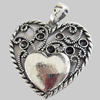 Pendant, Zinc Alloy Jewelry Findings, Lead-free, Heart, 33x33mm, Sold by Bag