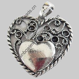 Pendant, Zinc Alloy Jewelry Findings, Lead-free, Heart, 33x33mm, Sold by Bag