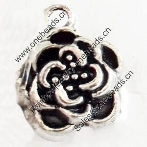 Pendant, Zinc Alloy Jewelry Findings, Lead-free, Flower, 12x15mm, Sold by Bag