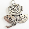 Pendant, Zinc Alloy Jewelry Findings, Lead-free, Flower, 26x28mm, Sold by Bag
