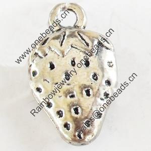 Pendant, Zinc Alloy Jewelry Findings, Lead-free, Strawberry, 16x17mm, Sold by Bag