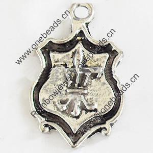 Pendant, Zinc Alloy Jewelry Findings, Lead-free, 14x22mm, Sold by Bag