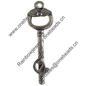 Pendant, Zinc Alloy Jewelry Findings, Lead-free, Key, 11x36mm, Sold by Bag