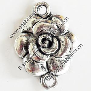 Connector, Zinc Alloy Jewelry Findings, Lead-free, Flower, 15x20mm, Sold by Bag