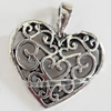 Pendant, Zinc Alloy Jewelry Findings, Lead-free, Heart, 15x17mm, Sold by Bag