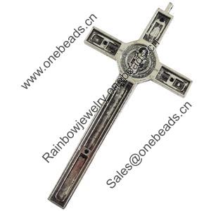 Pendant, Zinc Alloy Jewelry Findings, Lead-free, Cross, 54x109mm, Sold by Bag