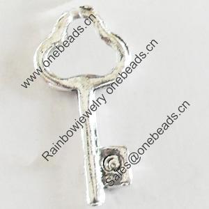 Pendant, Zinc Alloy Jewelry Findings, Lead-free, Key, 7x14mm, Sold by Bag