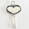 Pendant, Zinc Alloy Jewelry Findings, Lead-free, Key, 10x17mm, Sold by Bag