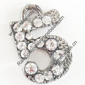 Zinc Alloy Charm/Pendant with Crystal, Lead-free, 13x30mm, Sold by Bag