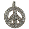 Zinc Alloy Charm/Pendant with Crystal, Lead-free, 15x18mm, Sold by Bag