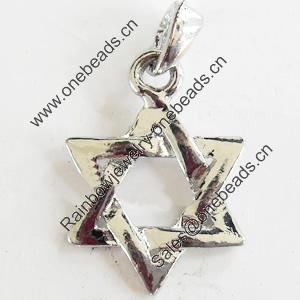 Pendant, Zinc Alloy Jewelry Findings, Lead-free, Star, 16x25mm, Sold by Bag