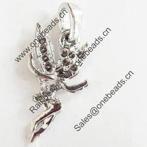 Pendant, Zinc Alloy Jewelry Findings, Lead-free, 12x27mm, Sold by Bag