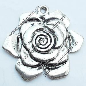 Pendant, Zinc Alloy Jewelry Findings, Lead-free, Flower, 46x45mm, Sold by Bag