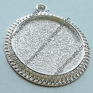 Zinc Alloy Pendant Settings, Lead-free, Outside diameter:39x44mm, Interior diameter:30mm, Sold by Bag