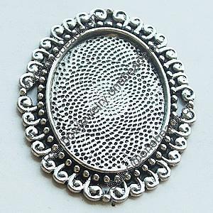 Zinc Alloy Cabochons Settings, Lead-free, Outside diameter:35x43mm, Interior diameter:22x30mm, Sold by Bag