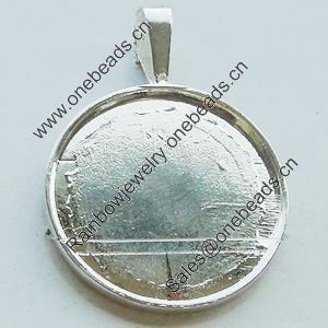 Zinc Alloy Pendant Settings, Lead-free, Outside diameter:27x39mm, Interior diameter:25mm, Sold by Bag