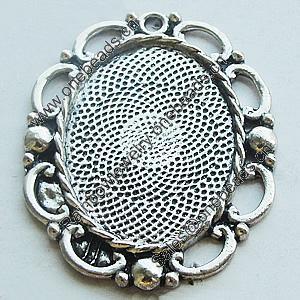 Zinc Alloy Cabochons Settings, Lead-free, Outside diameter:34x42mm, Interior diameter:22.5x30.5mm, Sold by Bag