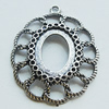 Zinc Alloy Pendant Settings, Lead-free, Outside diameter:29x36mm, Interior diameter:13x18mm, Sold by Bag