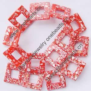 Leaf Shell Beads, Square, 25x25x3mm, Hole:Approx 1mm, Sold per 14.5-Inch Strand
