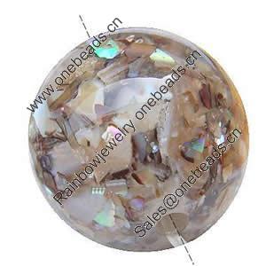 Resin Beads, With Shell, Round, 22mm, Hole:Approx 3mm, Sold by PC