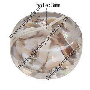 Resin Beads, With Shell, Rondelle, 19x12mm, Hole:Approx 3mm, Sold by PC
