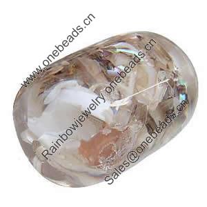 Resin Beads, With Shell, Drum, 25x17mm, Hole:Approx 3mm, Sold by PC