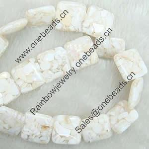 Leaf Shell Beads, Square, 35x35mm, Sold per 16-Inch Strand