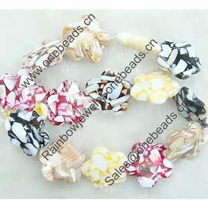 Leaf Shell Beads, Flower, 35x35mm, Sold per 16-Inch Strand