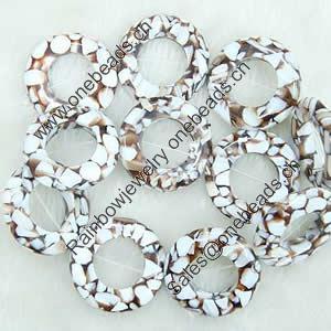 Leaf Shell Beads, Donut, 35x35mm, Sold per 16-Inch Strand