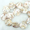 Leaf Shell Beads, Flat round, 35x35mm, Sold per 16-Inch Strand