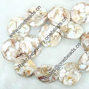 Leaf Shell Beads, Flat round, 30x30mm, Sold per 16-Inch Strand