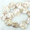 Leaf Shell Beads, Flat round, 25x25mm, Sold per 16-Inch Strand