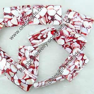 Leaf Shell Beads, Rectangle, 40x30mm, Sold per 16-Inch Strand