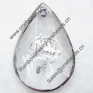 Inner Picture Acrylic Pendant, Teardrop, 23x34x7.5mm, Hole:Approx 2mm, Sold by PC