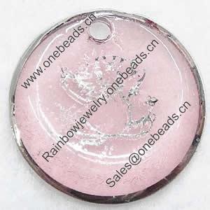 Inner Picture Acrylic Pendant, Flat round, 24.5x4mm, Hole:Approx 2.5mm, Sold by PC