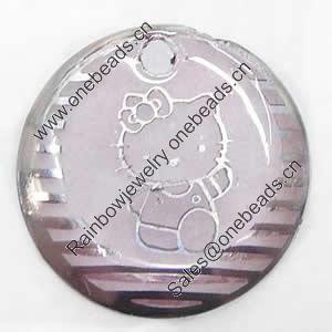 Inner Picture Acrylic Pendant, Flat round, 24.5x4mm, Hole:Approx 2.5mm, Sold by PC