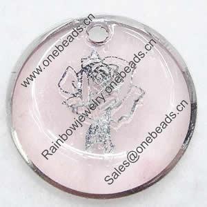 Inner Picture Acrylic Pendant, Flat round, 24.5x4mm, Hole:Approx 2.5mm, Sold by PC