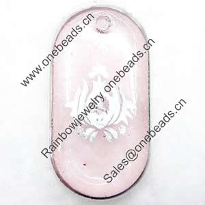 Inner Picture Acrylic Pendant, Rectangle, 13x24x4mm, Hole:Approx 2mm, Sold by PC