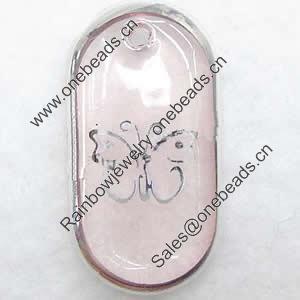 Inner Picture Acrylic Pendant, Rectangle, 13x24x4mm, Hole:Approx 2mm, Sold by PC