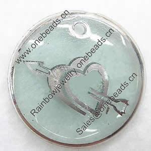Inner Picture Acrylic Pendant, Flat round, 21x4mm, Hole:Approx 2mm, Sold by PC