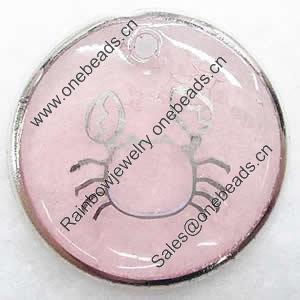 Inner Picture Acrylic Pendant, Flat round, 21x4mm, Hole:Approx 2mm, Sold by PC